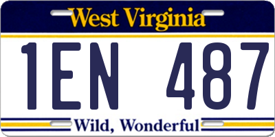 WV license plate 1EN487
