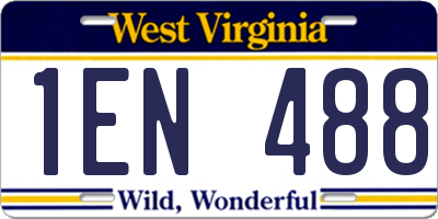 WV license plate 1EN488