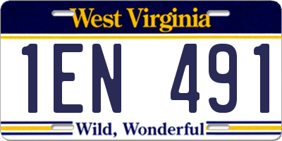 WV license plate 1EN491
