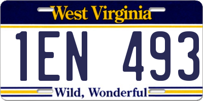 WV license plate 1EN493