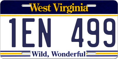 WV license plate 1EN499