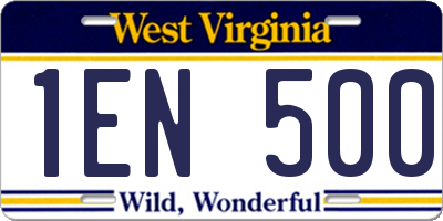 WV license plate 1EN500