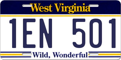 WV license plate 1EN501