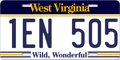 WV license plate 1EN505