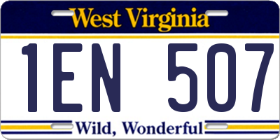 WV license plate 1EN507