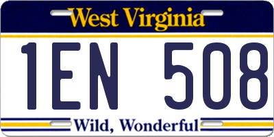 WV license plate 1EN508