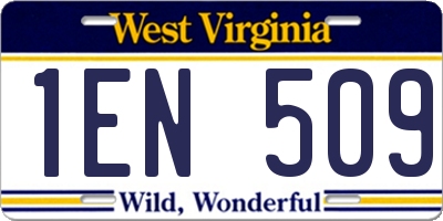 WV license plate 1EN509