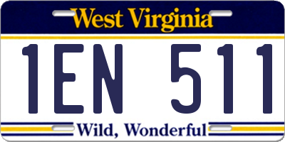 WV license plate 1EN511