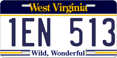 WV license plate 1EN513