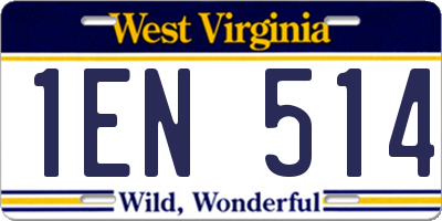 WV license plate 1EN514