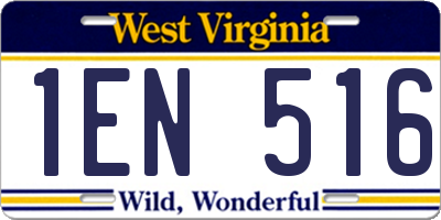 WV license plate 1EN516