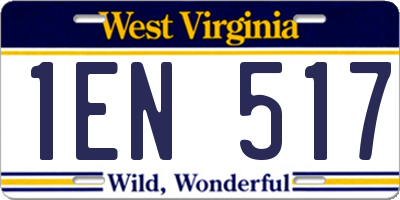 WV license plate 1EN517