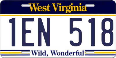 WV license plate 1EN518