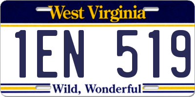 WV license plate 1EN519