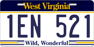 WV license plate 1EN521