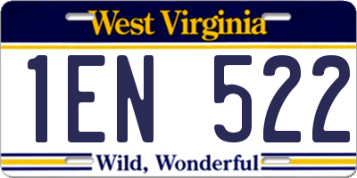 WV license plate 1EN522