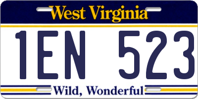 WV license plate 1EN523