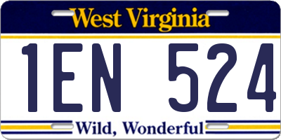 WV license plate 1EN524
