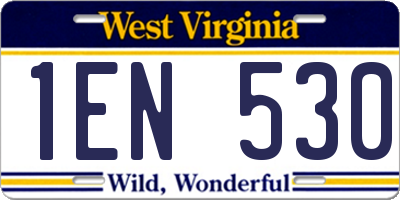 WV license plate 1EN530