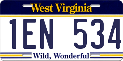 WV license plate 1EN534