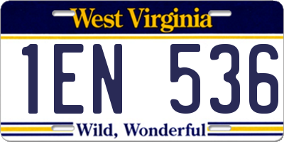 WV license plate 1EN536