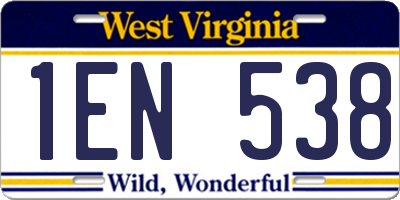 WV license plate 1EN538