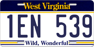 WV license plate 1EN539