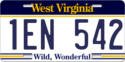 WV license plate 1EN542