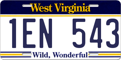 WV license plate 1EN543
