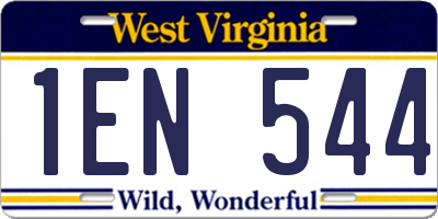 WV license plate 1EN544