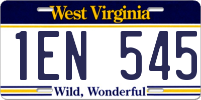 WV license plate 1EN545