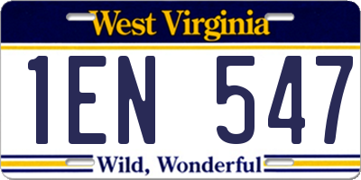 WV license plate 1EN547