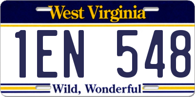 WV license plate 1EN548