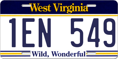 WV license plate 1EN549