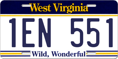 WV license plate 1EN551