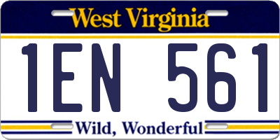WV license plate 1EN561