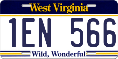 WV license plate 1EN566