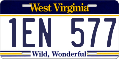 WV license plate 1EN577