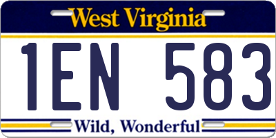 WV license plate 1EN583