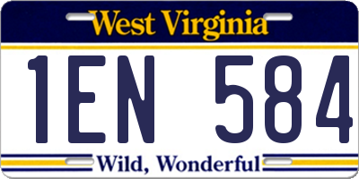WV license plate 1EN584