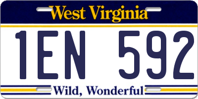 WV license plate 1EN592