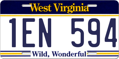 WV license plate 1EN594