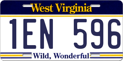 WV license plate 1EN596