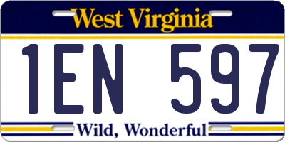 WV license plate 1EN597