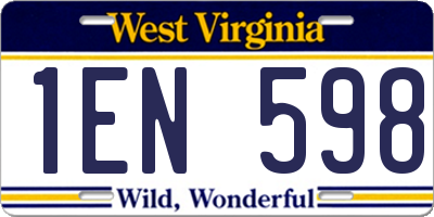 WV license plate 1EN598