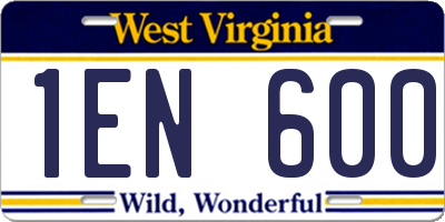 WV license plate 1EN600