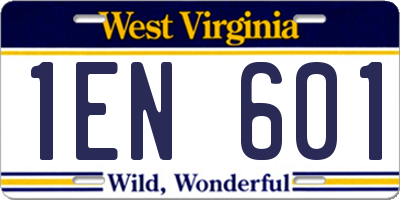 WV license plate 1EN601