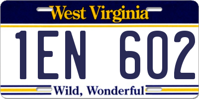 WV license plate 1EN602