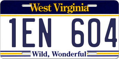 WV license plate 1EN604