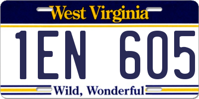 WV license plate 1EN605
